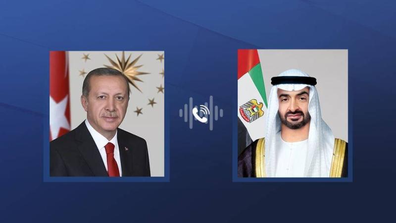 محمد بن زايد والرئيس التركي يتبادلان هاتفياً التهاني بعيد الأضحى المبارك